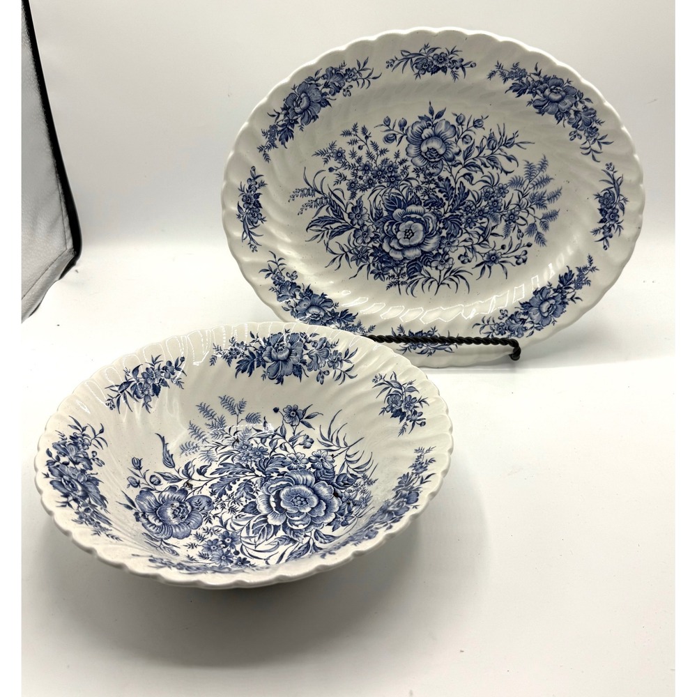 Beacon Hill Hostess Tableware Blue Floral Ironstone Serving Platter Bowl England